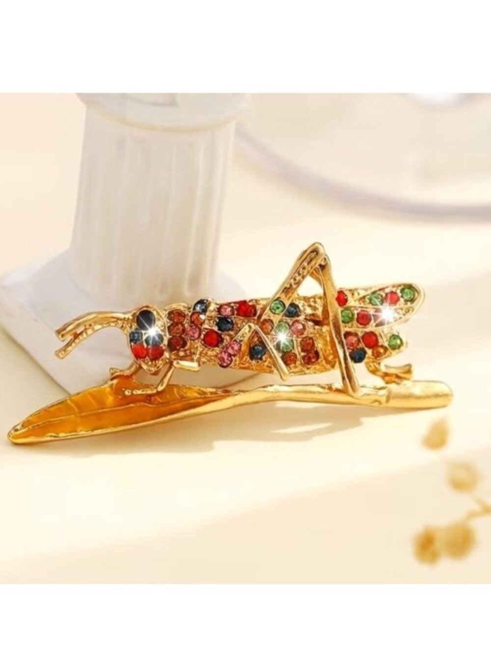 Grasshopper Brooch Bug Rhinestone Sparkle Stylish Trendy Insect Glam Unique Fun